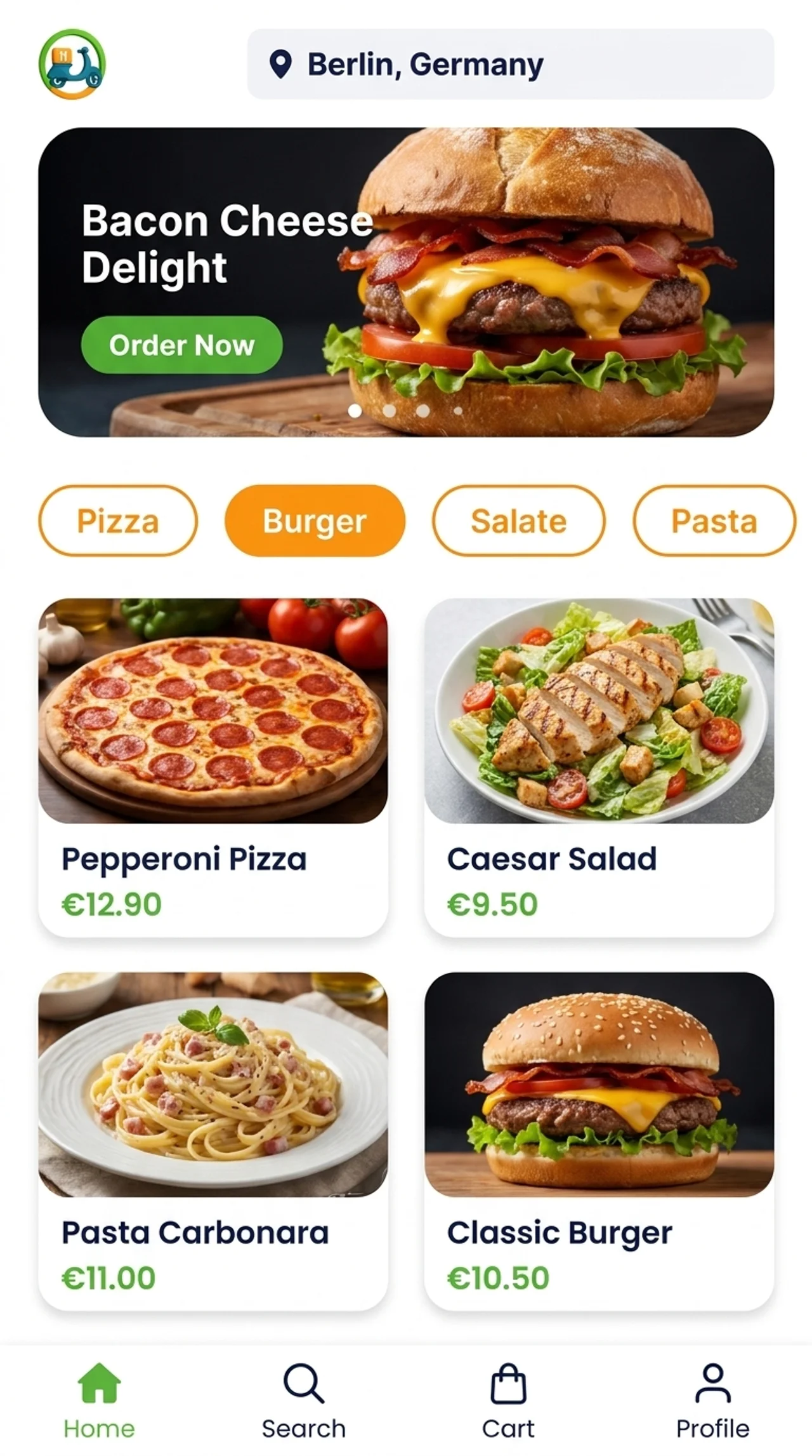 B2Bite App – Startseite